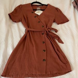 Rust Dress with buttons